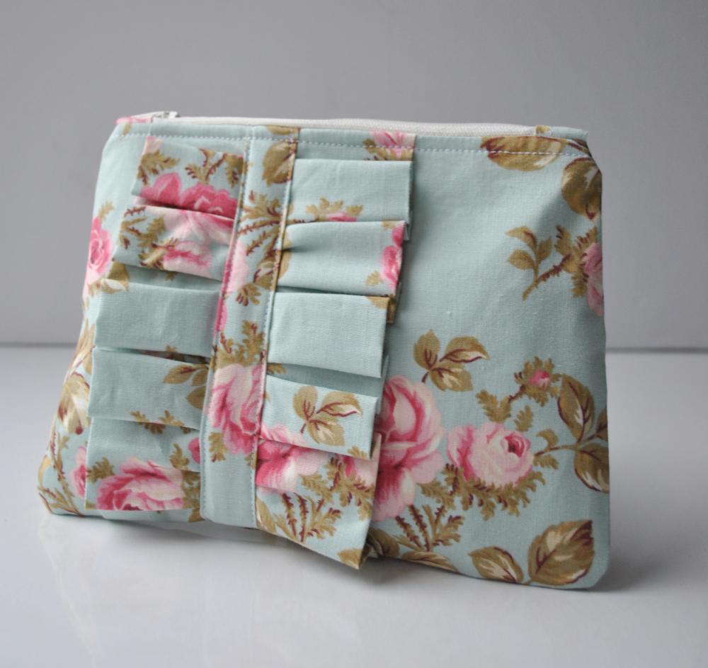 Country rose ruffle clutch purse.